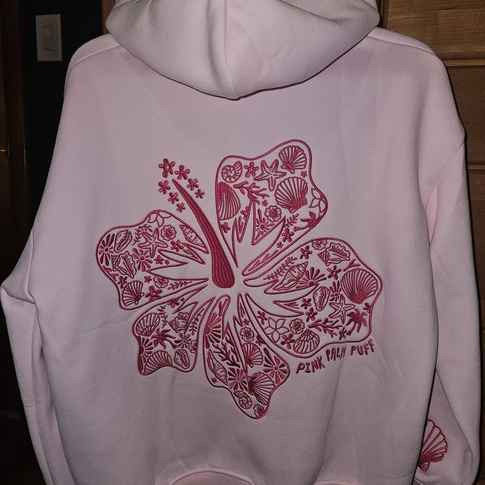 Brand New With Original Packaging! Pink Palm Puff Blush Hooded Sweatshirt